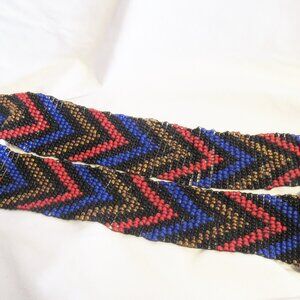 Retro Beaded Stretch Belt, Black Red, Blue and Gold                  K467